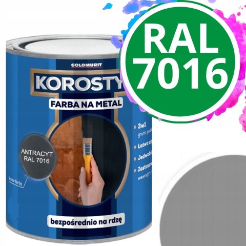 KOROSTYL - Farba na metal 3w1- Bezpośrednio na Rdzę Antracyt RAL 7016 0.7l