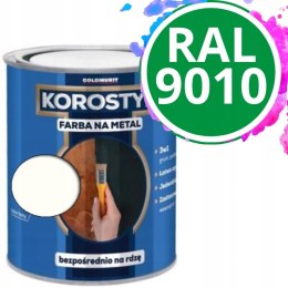 KOROSTYL - Farba na metal 3w1 - Bezpośrednio na Rdzę Biały RAL 9010 0.7L