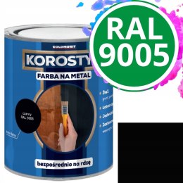 KOROSTYL - Farba na metal 3w1 - Bezpośrednio na Rdzę Czarny RAL 9005 0.7L