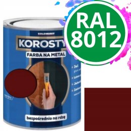 KOROSTYL Farba na metal 3w1 - Bezpośrednio na Rdzę Czerwony Tlenkowy RAL 8012 0.7L