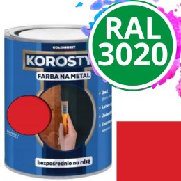 KOROSTYL - Farba na metal 3w1 - Bezpośrednio na Rdzę Czerwony RAL 3020 0.7L