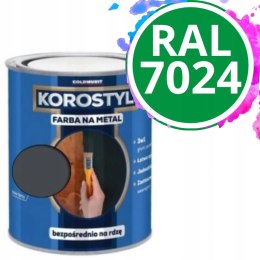 KOROSTYL Farba na metal 3w1 - Bezpośrednio na Rdzę Grafit Szary RAL 7024 0.7L