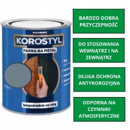 KOROSTYL - Farba na metal 3w1- Bezpośrednio na Rdzę Stalowy RAL 7046 0.7l