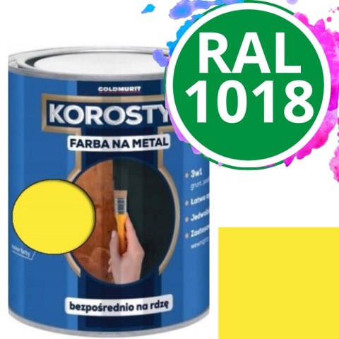 KOROSTYL - Farba na metal 3w1- Bezpośrednio na Rdzę Żółty RAL 1018 0.7l