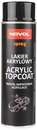 Lakier akrylowy Spray 500ml Novol Topcoat Czarny Połysk