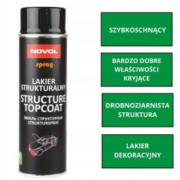 Lakier strukturalny Spray 0.5L Novol Structure Topcoat Czarny