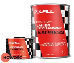 Lakier akrylowy bezbarwny Polfill Express 2K 2:1 1L + utwardzacz